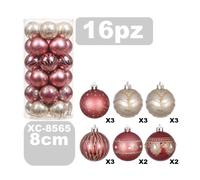 SET 16 PALLINE NATALIZIE DECORAZIONI 8 CM ADDOBBI PER ALBERO DI NATALE XC-8565