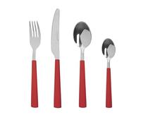 Set 16 posate in acciaio manico rosso Stripes