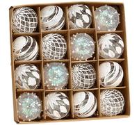 Set 16 PZ Palline Ornamento Natalizio 6cm PET Decorazioni da Appendere per Alber