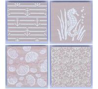 Set 16 sottobicchieri in legno mdf, stile coastal, Ocean