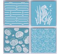 Set 16 sottobicchieri in legno mdf, stile coastal, turchese, Ocean