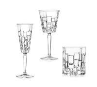 Set 18 Bicchieri Cristallo Etna Vino Flute Acqua Design Moderno - RCR