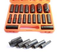 SET 18 BUSSOLE BOCCOLE ESAGONALI PER PISTOLA AVVITATORE DA 1/2'' DA 10 A 32MM