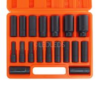 SET 18 BUSSOLE LUNGHE RINFORZATE 1/2" IMPATTO AVVITATORE ARIA PNEUMATICO 10-32mm