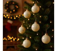 Set 18 Palline di Natale in Vetro con Finitura Lucida e Opaca Decorazioni Eleganti per Albero di Natale Colore Bianco Lana Raffinate e Luminose 4cm - Varzi dal 1956