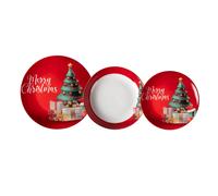 SET 18 PEZZI PIATTI NATALE NATALIZIO PORCELLANA DEC. MERRY CHRISTMAS