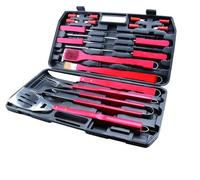 Set 18 utensili accessori per barbecue bbq in acciaio inox / legno + valigetta