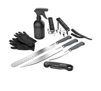 Set 18 Utensili Pit Boss per Barbecue Guanti Coltelli Artigli Spruzzino Termomet