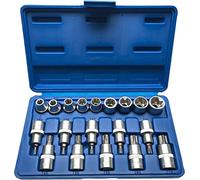 SET 19 BUSSOLE TORX IN ACCIAO CROMO VANADIO ATTACCO 1/2" MASCHIO T20-T70 - FEMMINA E10-24