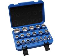 TANIASHOP Set Chiavi a Bussola Torx Millerighe Esagonale Poligonali XZN Maschio e Femmina Acciamo Cromo Vanadio (Set 19 Pezzi 1/2" Bussole Millerighe)