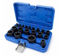 Set 19Pz Bussole Torx E-Plus EP4-EP32 6 Punti EP8.8 5 Punti 1/2'' 3/8'' 1/4''
