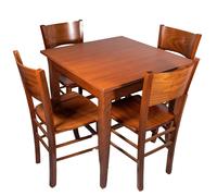 Set 1Tavolo Laminato 80×80 noce gambe dritte + 4 Sedie Verox noce sala cucina