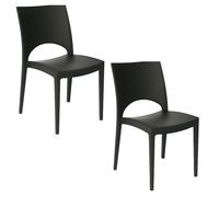 Set 2 | 4 Sedie Casa Giardino in Plastica Antracite Impilabili Interno, Esterno