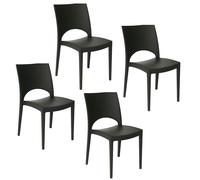 Set 2 | 4 Sedie Casa Giardino in Plastica Antracite Impilabili Interno, Esterno