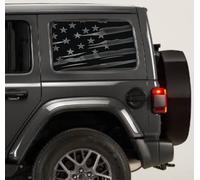 Set 2 Adesivi Jeep Wrangler - Bandiera USA e Stelle Militari per Vetro