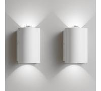 Set 2 Applique da Muro 2 Led Lampada a Parete Bianca Luce Bianco Freddo 4x6.5x4c