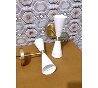 Set 2 applique da parete bianche anni 50 Diabolo moderne luci italiane bianche