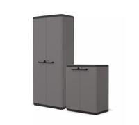 Set 2 Armadi da Giardino Keter Più 1 Alto + 1 Basso Più Grigio - 3000287064001