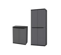 SET 2 ARMADI ALTO E BASSO TERRY IN POLIPROPILENE GRIGIO 68X37,5X85/163,5 CM