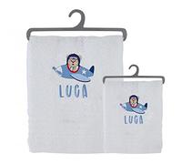 Set 2 asciugamani bagno personalizzati 100% cotone made in Italy asciugamano viso asciugamano ospite bianco con stampa personalizzata idea regalo bagno doccia biancheria casa bambino bebè 3