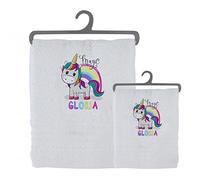 Set 2 Asciugamani Bagno Personalizzati 100% cotone Made in Italy Asciugamano Viso e Ospite Bianco Con Stampa Personalizzata Idea Regalo Bagno Doccia Biancheria Casa Bambina Bebè Con Nome e Unicorno 2