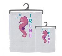 Set 2 Asciugamani Bagno Personalizzati 100% cotone Made in Italy Asciugamano Viso e Ospite Bianco Con Stampa Personalizzata Idea Regalo Bagno Doccia Biancheria Casa Bambina Bebè Colorato Con Nome