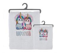 Set 2 asciugamani personalizzati da bagno asciugamano viso asciugamano ospite bianco con stampa personalizzata idea regalo bagno doccia biancheria casa cotone 100% made in Italy bambina unicorno 5