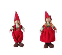 Set 2 Bambole Natalizie Rosse per Soggiorno Mantelli Decorazione Tavoli