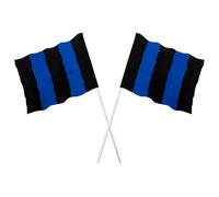 Set 2 bandiere con asta bandiera nerazzurra nera e azzurra neroazzurra 90x60 Cm due PZ a strisce nere e azzurre