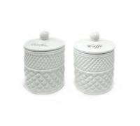 Set 2 barattoli tris cucina zucchero-caffè porcellana bianca