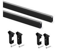 Emuca - Kit tubo per armadio, 750 mm, Verniciato nero, Alluminio e Tecnoplastica, Lotto di 2