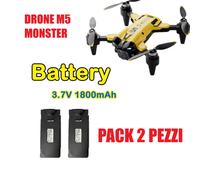 SET 2 BATTERIE DRONE M5 MONSTER ORIGINALI LIPO 3.7V 1800mAh RICAMBIO QUADCOPTER