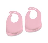 Set 2 Bavaglini Silicone Colorati Raccoglipappa Tasca Bavettine Bambini Neonati
