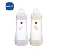 Set 2 Biberon - MAM - Easy Start - Anti-coliche - 320 ml - Tettarella Flow 3 - Lilla + Sabbia