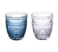 Set 2 bicchieri acqua 330 ml, trasparente e blu cobalto, Siviglia Sibilla