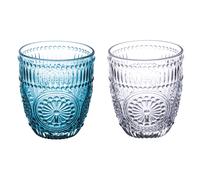Set 2 bicchieri acqua 330 ml, trasparente e ottanio, Siviglia Sibilla