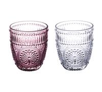 Set 2 bicchieri acqua 330 ml, trasparente e prugna, Siviglia Sibilla