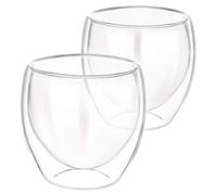 Set 2 bicchieri da 250 ml per bevande Doppia Parete in Vetro Borosilicato