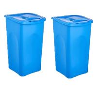 Set 2 Bidoni pattumiere per la Raccolta Differenziata 50 litri Blu Plastica Carta Vetro Indifferenziato metallo organico casa ufficio locale commerciale giardino terrazzo