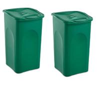 Set 2 Bidoni pattumiere per la Raccolta Differenziata 50 litri verde Plastica Carta Vetro Indifferenziato metallo organico casa ufficio locale commerciale giardino terrazzo