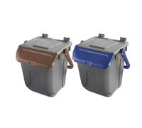 Set 2 bidoni raccolta differenziata con sportelli basculante colorati - 25 litri