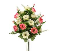 Set 2 Bouquet Artificiale Composto di 14 Fiori Artificiali di Anemone Altezza 46 cm Rosa