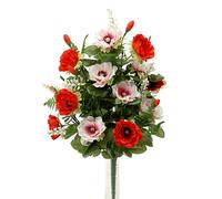 Set 2 Bouquet Artificiale Composto di 14 Fiori Artificiali di Anemone Altezza 46 cm Rosso