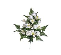 Set 2 Bouquet Artificiale Frontale Composto da 14 Rose Artificiali e Lilium Altezza 55 cm