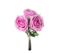 Set 2 Bouquet Artificiali Rose con 3 Fiori 30 cm Natale Touch
