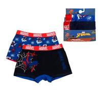 Set 2 Boxer Bambino Spider-Man Slip Bimbo Cotone 95% Elastan Intimo Bambini Marvel Confortevole Mutandine Blu e Nero Idea Regalo Supereroe Abbigliamento Bimbo