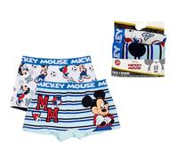 Set 2 Boxer Bambino Topolino Slip Bimbo Cotone 95% Elastan Intimo Bambini Disney Confortevole Mutandine Blu Righe e Fantasia Idea Regalo Abbigliamento Bimbo