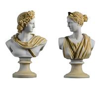 Set 2 busti Diana e Apollo Statuetta di Statue greche Di Dio Oro Alabastro
