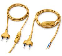 Set 2 Cablaggi Lampada 1,5 mt Oro Dorato con Spina Italiana 10A e Interruttore ON/OFF - Cavo Bipolare 2x0,75 mm² con Terminali per Abat Jour, Lampade da Tavolo e Restauro Lampade
