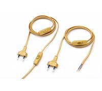 Set 2 Cablaggi per Lampada 1,5 m Oro Dorato con Spina Italiana 10A e Interruttore ON/OFF - Cavo Bipolare 2x0,75 mm² per Abat-Jour, Lumi e Lampade da Tavolo